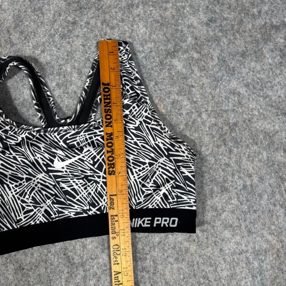 Nike Pro Sports Bra Womens Medium Black White Abstract Print Dri-FIT Racerback